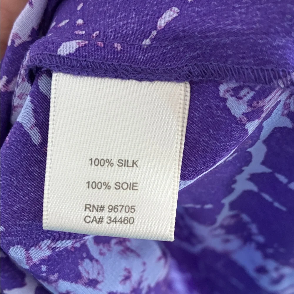 Rebecca Taylor Silk Midi Sun Dress Size 0 Smocked Purple Tie Dye Wedding Guest - Picture 10 of 12